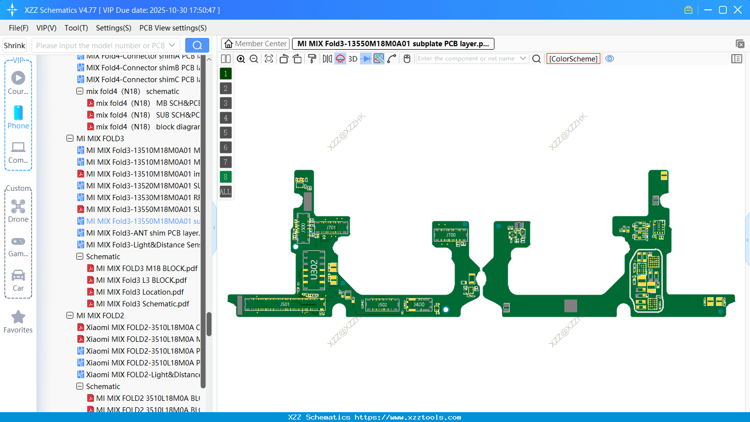 Xiaomi MI MIX Fold3-13550M18M0A01 Subplate PCB Layer